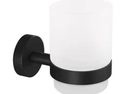 Clearance Tesa Moon Black Zahnputzbec. Halter Schwarz Matt Satiniertes Glas + Klebelösung