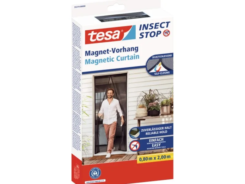 Tesa ® Selbstschließender Magnetvorhang 0,80 m x 2,00 m Anthrazit