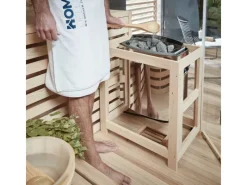 Home Deluxe Traditionelle Sauna SKYLINE BIG Tannenholz Natur XL mit Kunststeinwand