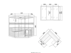 Home Deluxe Traditionelle Sauna SKYLINE BIG Tannenholz Natur XL mit Kunststeinwand