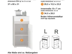 Trendteam Kommode Set-One 80 cm x 31 cm x 37 cm Weiß FSC®