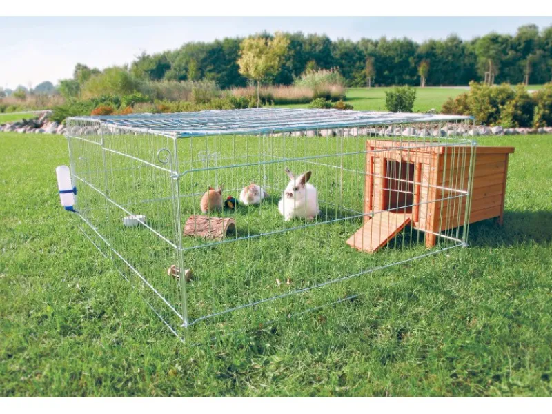 Trixie Freilaufgehege Natura mit Abdeckung verzinkt 144 cm x 58 cm x 116 cm