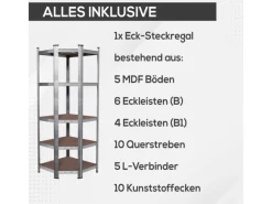 New Tronitechnik Schwerlastregal Kellerregal Lagerregal 40 X 40 X 70 X 70 X 180 Cm Stahlgestell Bis 875 Kg 5 Ablagen