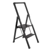 TRUTZHOLM Alu Trittleiter 2 Stufig Klappbar Handlauf 150kg Anti Rutsch Trittflächen TÜV GS Schwarz