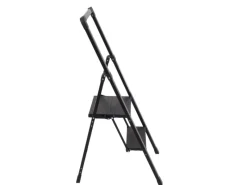 TRUTZHOLM Alu Trittleiter 2 Stufig Klappbar Handlauf 150kg Anti Rutsch Trittflächen TÜV GS Schwarz