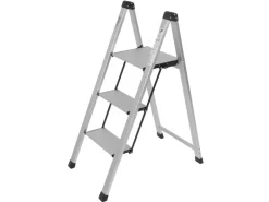 Discount TRUTZHOLM Alu Trittleiter 3 Stufig Klappbar 150kg Anti Rutsch Trittflächen TÜV GS Silber