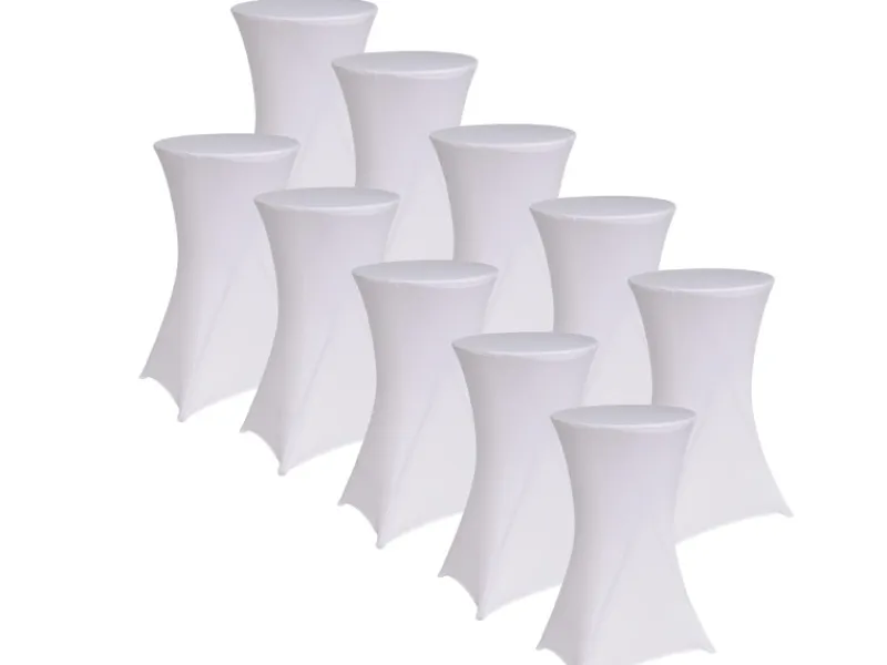 TRUTZHOLM 10er Set Stehtischhusse Husse Bistrotisch Decke 60cm Weiß
