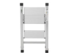 TRUTZHOLM Trittleiter 2 Stufig Klappbar bis 150 kg Alu Anti Rutsch Trittflächen TÜV GS Silber