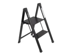 Best TRUTZHOLM Trittleiter 2 Stufig Klappbar bis 150 kg Alu Anti Rutsch Trittflächen TÜV GS Schwarz