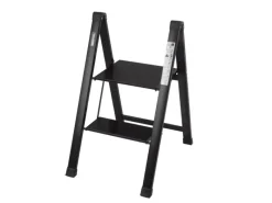 Best TRUTZHOLM Trittleiter 2 Stufig Klappbar bis 150 kg Alu Anti Rutsch Trittflächen TÜV GS Schwarz