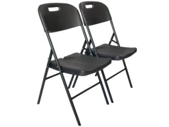 Best TRUTZHOLM 2x Klappstuhl 150 kg Sitzform Ergonomisch Wetterfest Holzoptik Grau