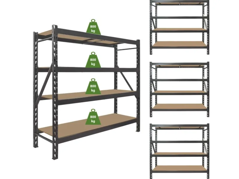 Sale TRUTZHOLM 4x Schwerlastregal Emil 180x190x60 cm 3200 kg Stahl Stecksystem 4 Fachböden