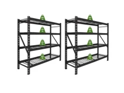 Best TRUTZHOLM 2x Schwerlastregal Enno 180x190x60 cm 3200 kg Stahl Stecksystem 4 Gitterböden