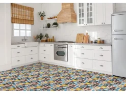 Tulup PVC Fliesen Selbstklebende 30 cm x 30 cm Set von 9 Klassische Klebefliesen Vinyl Bodenfliesen Klebefliesen für Küche Orientalisches Mosaik