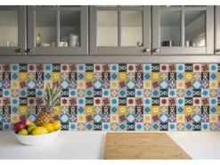 Tulup PVC Fliesen Selbstklebende 30 cm x 30 cm Set von 9 Klassische Klebefliesen Vinyl Bodenfliesen Klebefliesen für Küche Orientalisches Mosaik