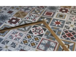 Tulup PVC Fliesen Selbstklebende 30 cm x 30 cm Set von 9 Klassische Klebefliesen Vinyl Bodenfliesen Klebefliesen für Küche Orientalisches Mosaik