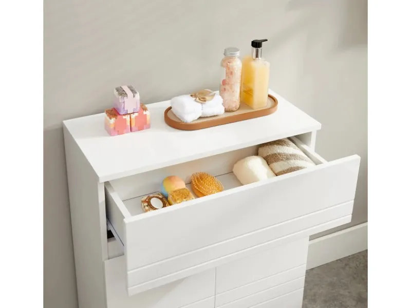 Vasagle Badezimmerschrank mit Schublade und Regal 30 cm x 60 cm x 80 cm Weiß