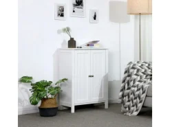 Vasagle Badezimmerschrank mit 2 Türen 30 cm x 60 cm x 80 cm Weiß