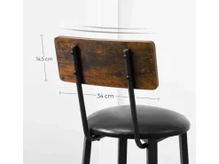 Vasagle Barhocker 2er Set mit PU-Bezug Braun-Schwarz