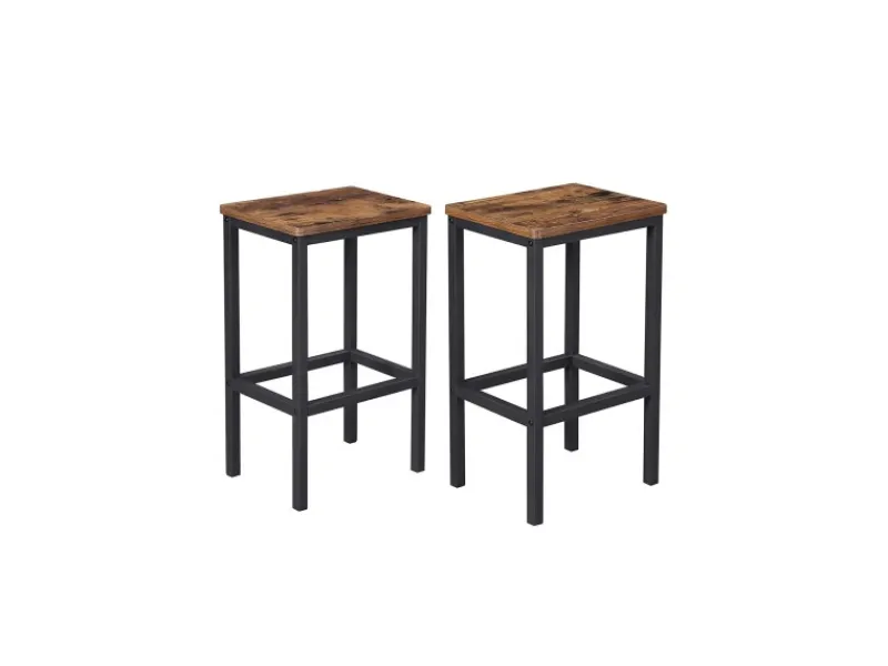 Sale Vasagle Barhocker 2er Set 40 cm x 30 cm x 65 cm Braun-Schwarz