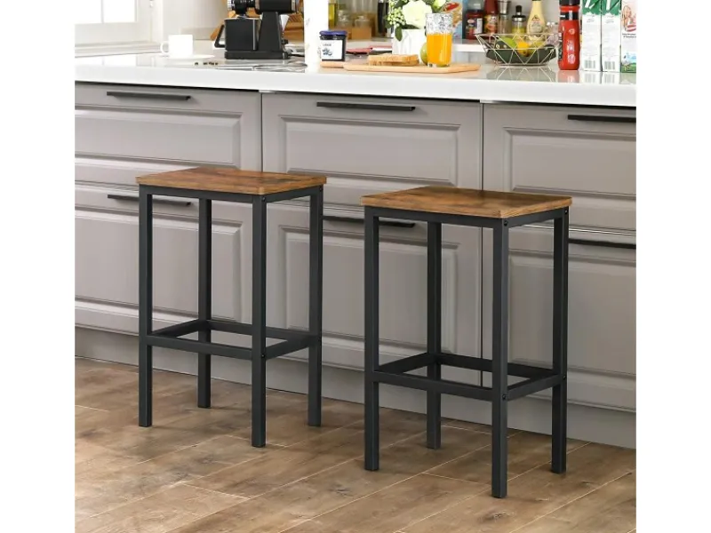 Sale Vasagle Barhocker 2er Set 40 cm x 30 cm x 65 cm Braun-Schwarz