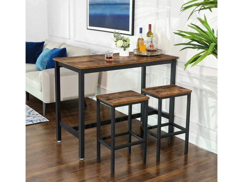 Sale Vasagle Barhocker 2er Set 40 cm x 30 cm x 65 cm Braun-Schwarz