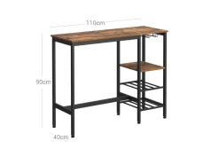 Vasagle Bartisch 110 cm x 40 cm x 90 cm Braun-Schwarz
