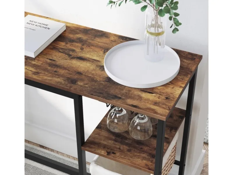 Vasagle Bartisch 110 cm x 40 cm x 90 cm Braun-Schwarz