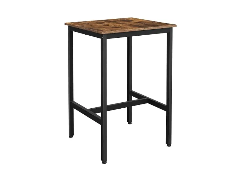 Hot Vasagle Bartisch Quadratisch 60 cm x 60 cm x 92 cm Braun-Schwarz