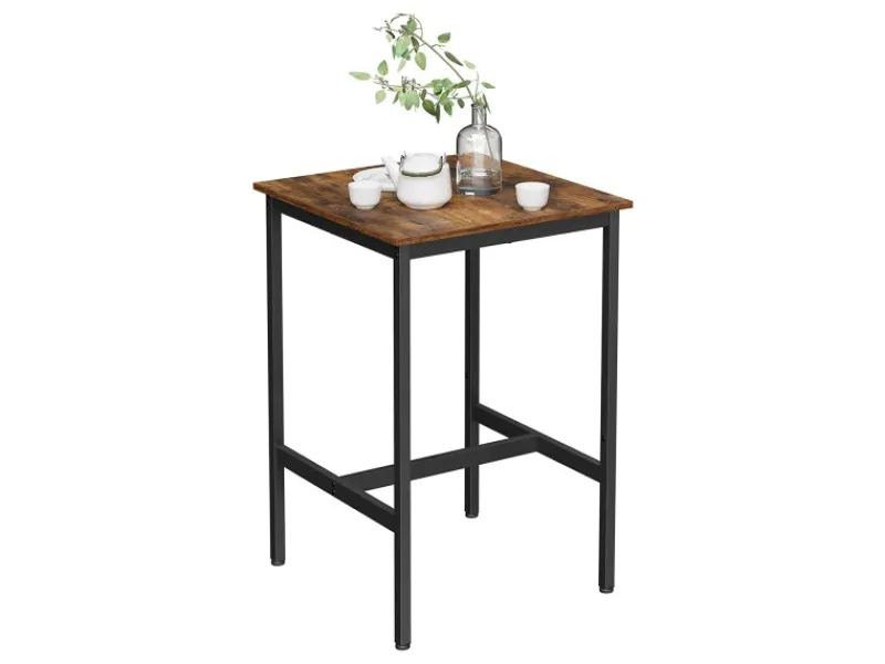 Hot Vasagle Bartisch Quadratisch 60 cm x 60 cm x 92 cm Braun-Schwarz