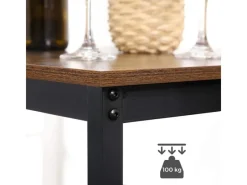 Hot Vasagle Bartisch Quadratisch 60 cm x 60 cm x 92 cm Braun-Schwarz