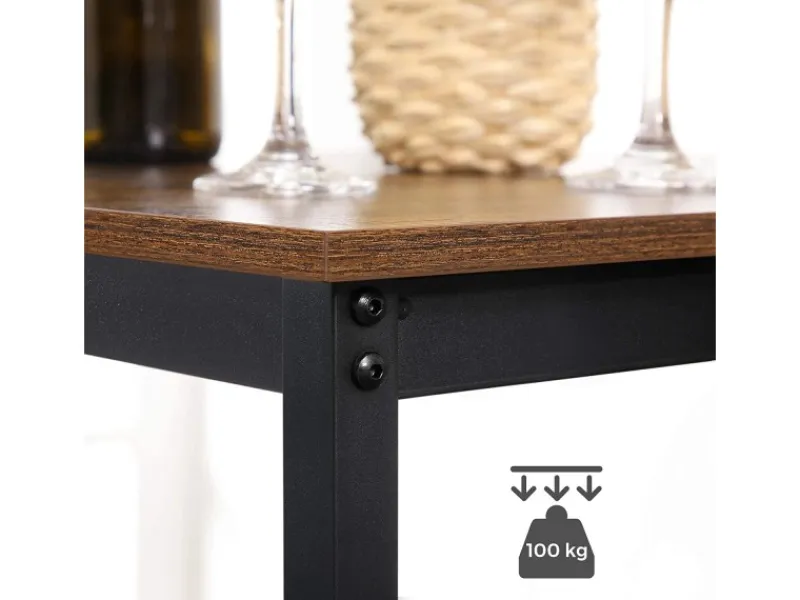 Hot Vasagle Bartisch Quadratisch 60 cm x 60 cm x 92 cm Braun-Schwarz