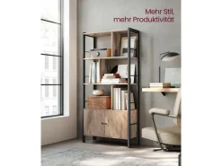 Vasagle Bücherregal 4 Ebenen 74 cm x 154,5 cm x 30 cm Braun-Schwarz