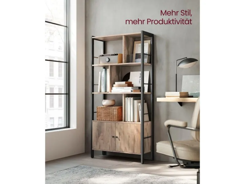 Vasagle Bücherregal 4 Ebenen 74 cm x 154,5 cm x 30 cm Braun-Schwarz