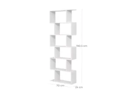 Vasagle Bücherregal 6 Ebenen 24 cm x 70 cm x 190,5 cm Weiß