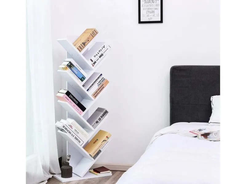 Vasagle Bücherregal Baum-Form 25 cm x 50 cm x 141,5 cm Weiß