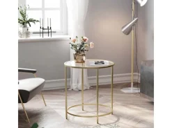 Vasagle Beistelltisch Hartglas Ø 50 cm x 50 cm Gold