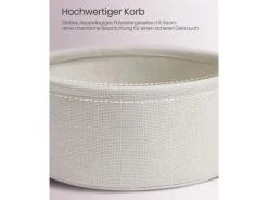 Clearance Vasagle Beistelltisch mit Stoff-Korb Ø 45 cm x 51 cm Rosa-Weiß