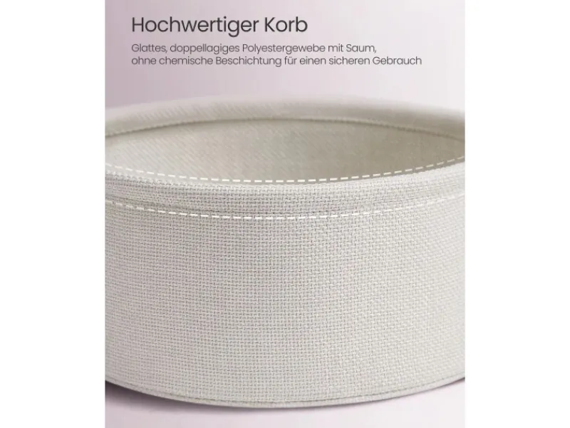 Clearance Vasagle Beistelltisch mit Stoff-Korb Ø 45 cm x 51 cm Rosa-Weiß