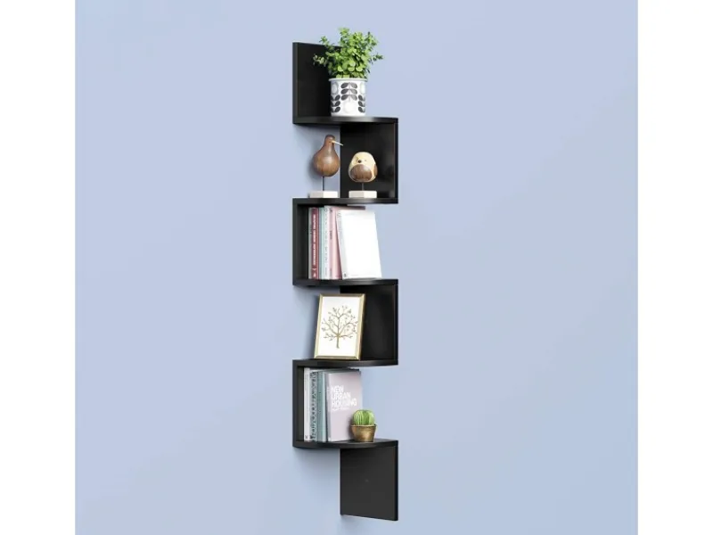 Sale Vasagle Eckbücherregal 5 Ebenen Wandmontage 20 cm x 20 cm x 126 cm Schwarz