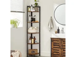 Vasagle Eckregal 5 Ablagen 30 cm x 30 cm x 150 cm Braun-Schwarz