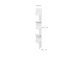 New Vasagle Eckregal 5 Ebenen 20 cm x 20 cm x 126 cm Weiß