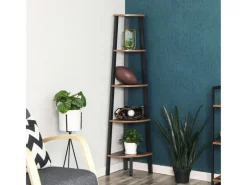 Vasagle Eckregal 5 Ebenen Stahlrahmen 34,2 cm x 34,2 cm x 158,8 cm Braun-Schwarz