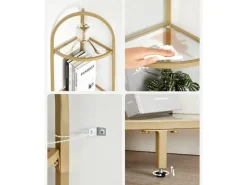 Vasagle Eckregal 5 Ebenen Hartglas 28 cm x 28 cm x 158 cm Gold