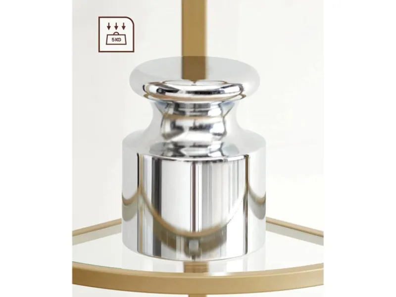 Vasagle Eckregal 5 Ebenen Hartglas 28 cm x 28 cm x 158 cm Gold