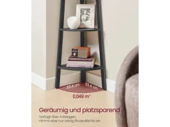 Vasagle Eckregal 4 Ebenen 33,4 cm x 33,4 cm x 124,5 Grau-Schwarz