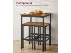 Vasagle Esstisch mit 2 Stühlen Braun-Schwarz