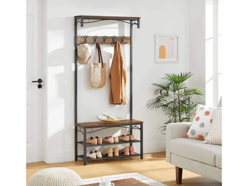 Vasagle Garderobe 32 x 80 x 178,5 cm Braun-Schwarz