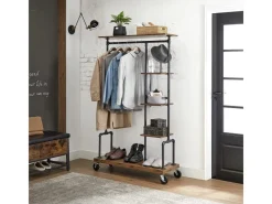 Online Vasagle Garderobe mit Rollen 40 cm x 103,5 cm x 174,5 cm Braun-Schwarz