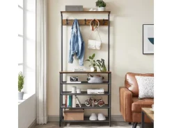 Vasagle Garderobenständer 5 Ebenen 32,2 cm x 80 cm x 182 cm Braun-Schwarz